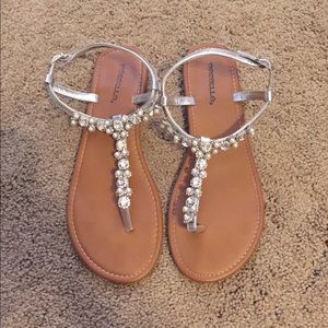 Marbella rhinestone/pearl silver sandals. Size 10.